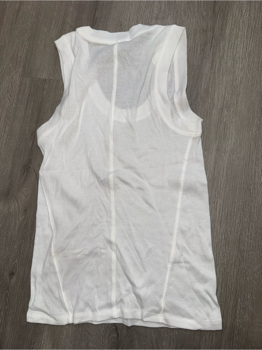 Adair sheer undershirt.White Sleeveless Rib Tank Top/soft. - Picture 3 of 3